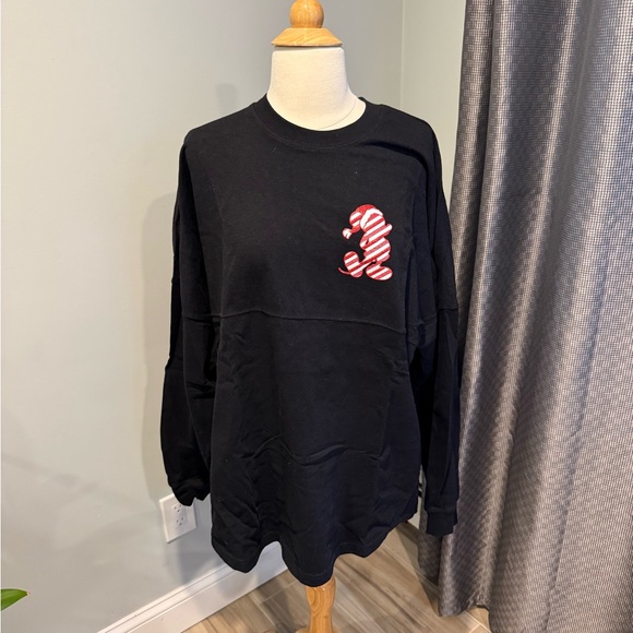 Disney Tops - Walt Disney World Mickey Mouse Holiday Candy Cane Spirit Jersey- EUC